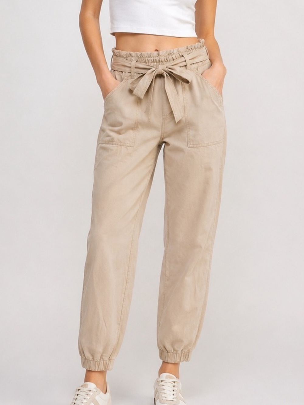 Abercrombie & Fitch Paperbag Jogger Pants Lyocell Belted High Rise 25607
